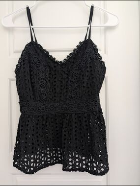 Black Eyelet Lace Camisole Top